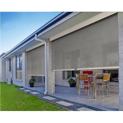 Aluminum Foldable Automatic Outdoor Sunscreen Mesh cable roller blinds shades